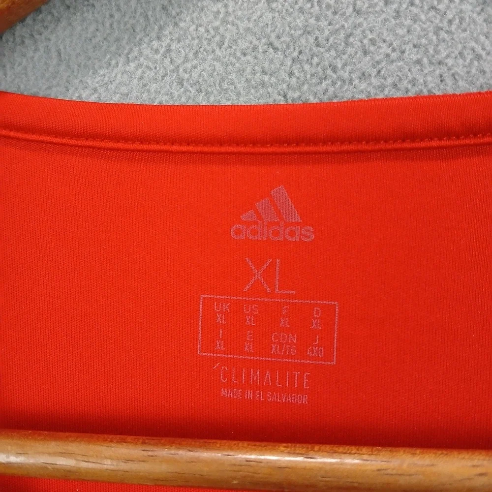 Adidas Climalite T‎ Shirt Mens XL Red Logo Regular Fit Ribbed Crew Neck Athletic